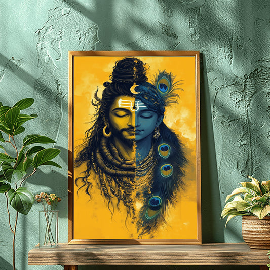 Shiva and Krishna, Two Bodies One Soul Divine Art