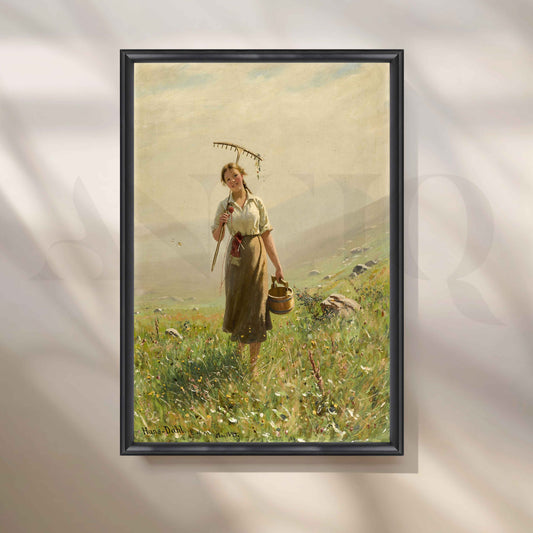 Alpine Meadow Girl – Vintage Countryside Woman Canvas Artwork