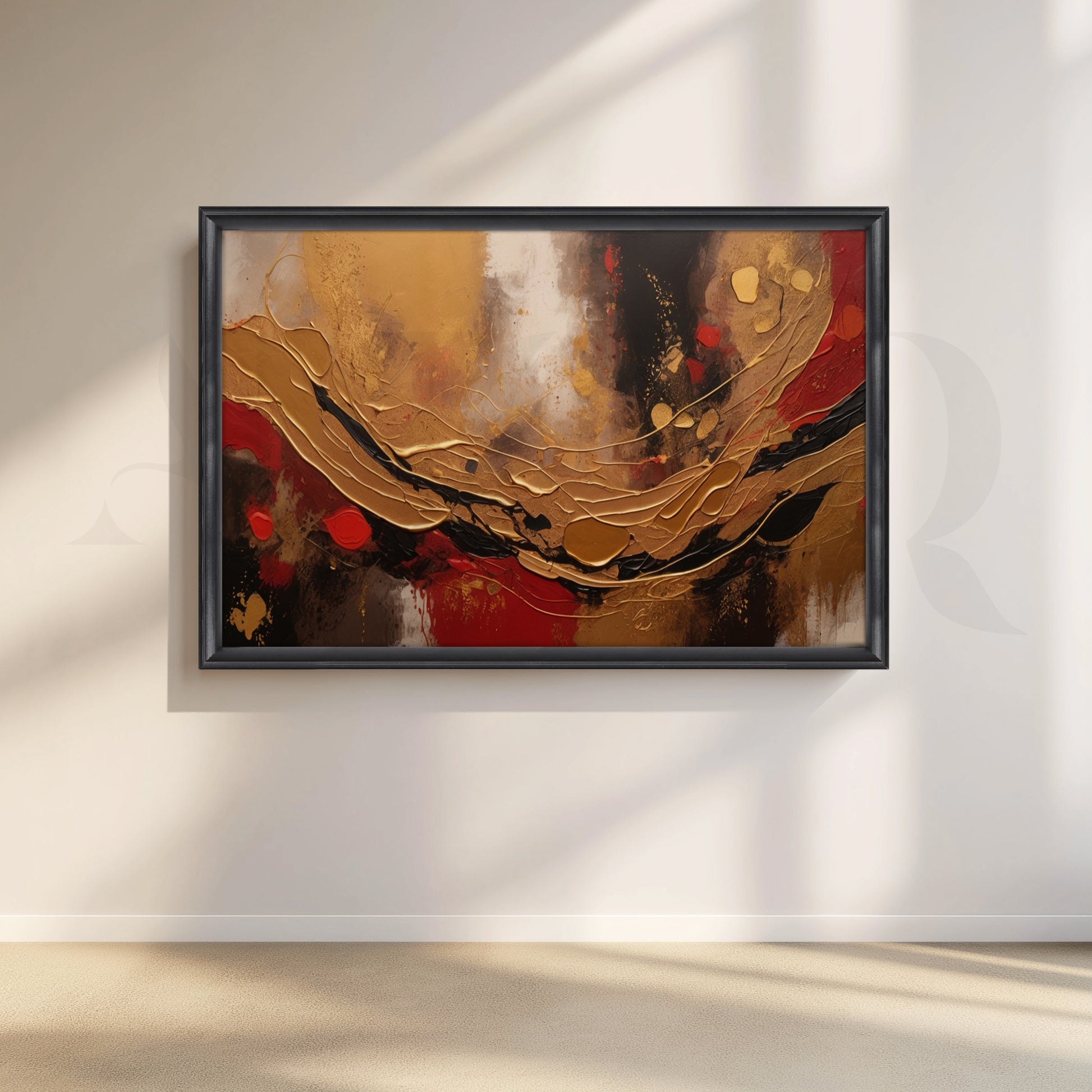 Luxury Gold Abstract Textured Canvas Artwork for Living Room