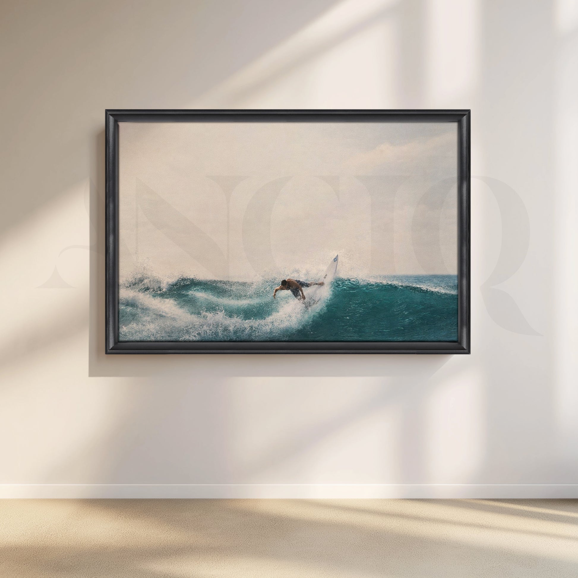 Ocean Wave Surfer Canvas Artwork for Office/Study Room