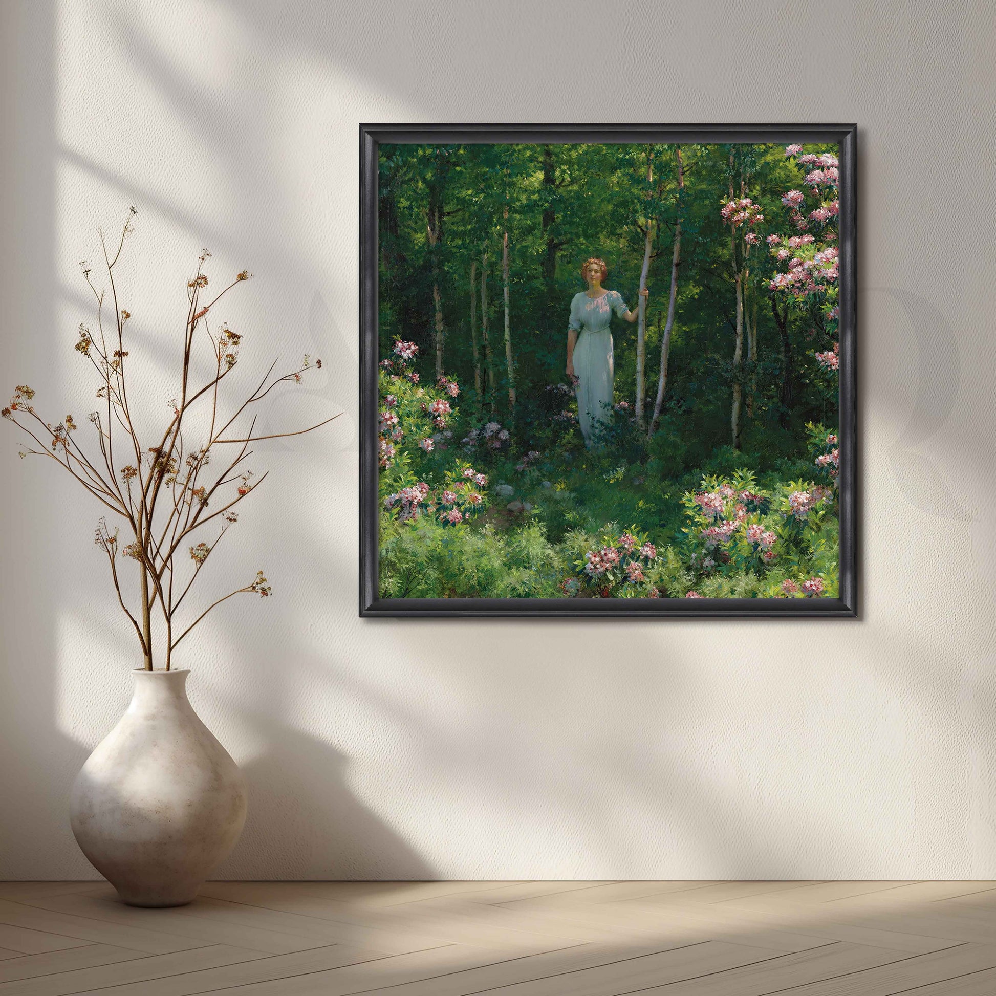 Woman in Garden Impressionist Canvas Artwork for Stylish Bedroom