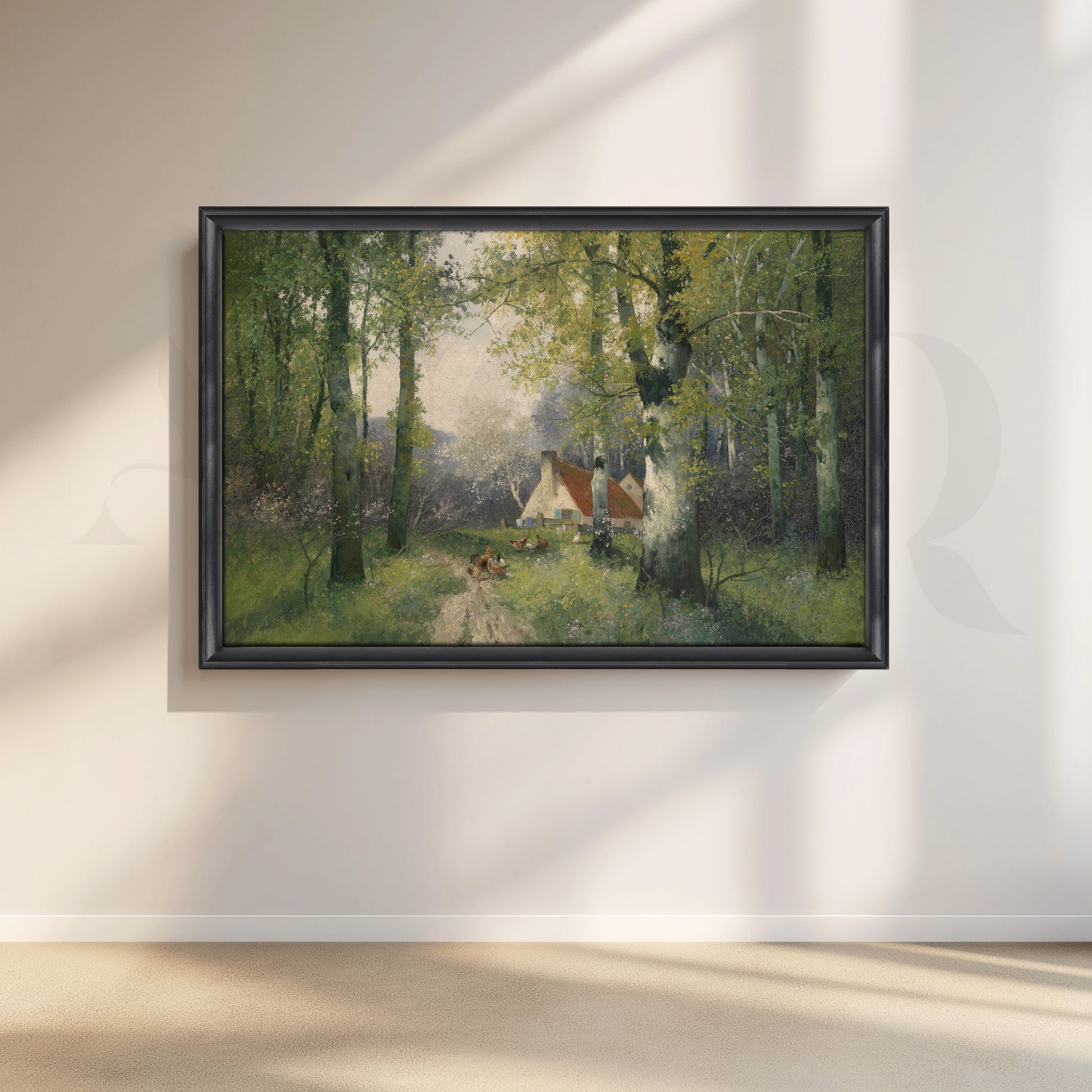 Forest Path to Cottage Canvas Artwork for Stylish Bedroom