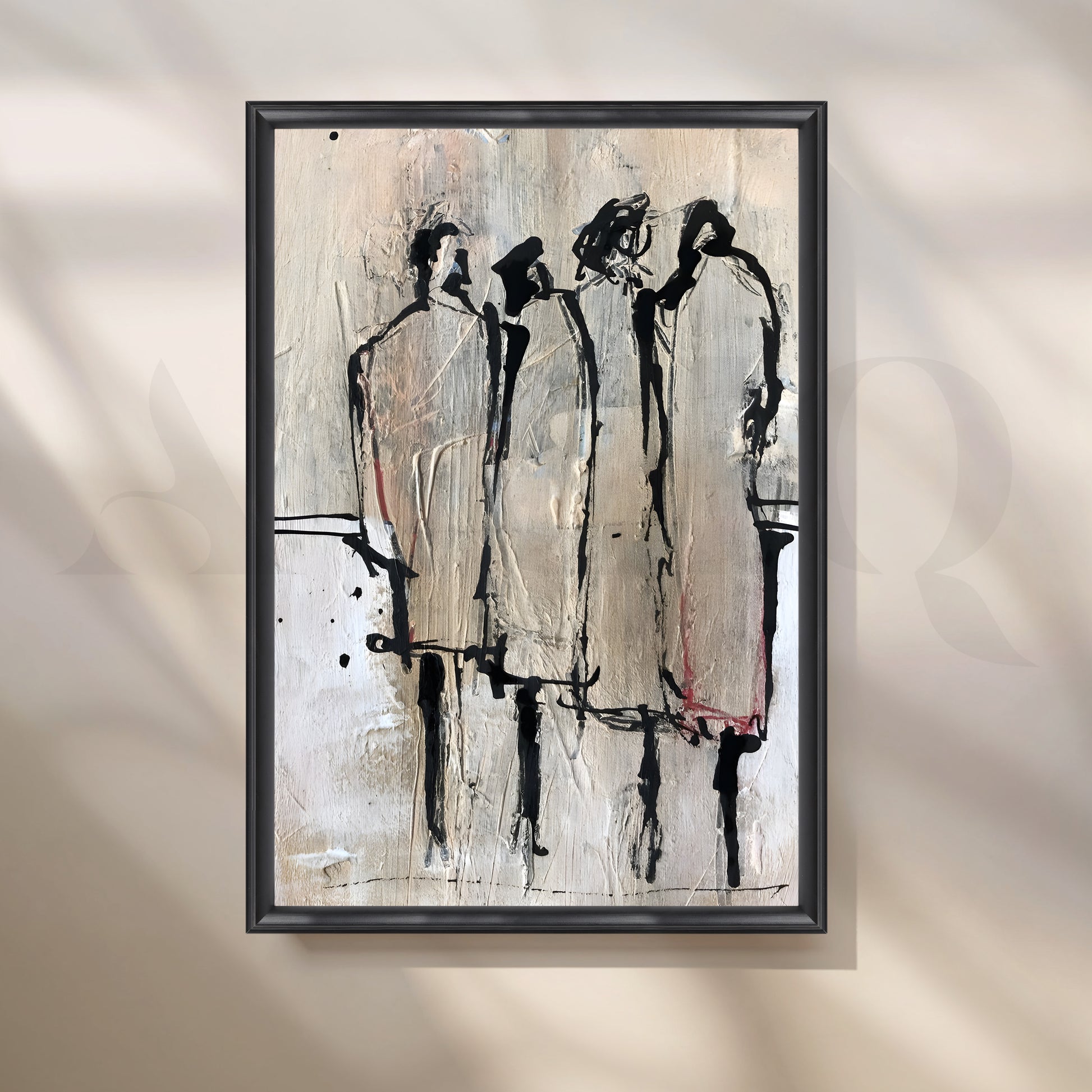 Contemporary Textured Figurative Canvas Artwork for Living Room