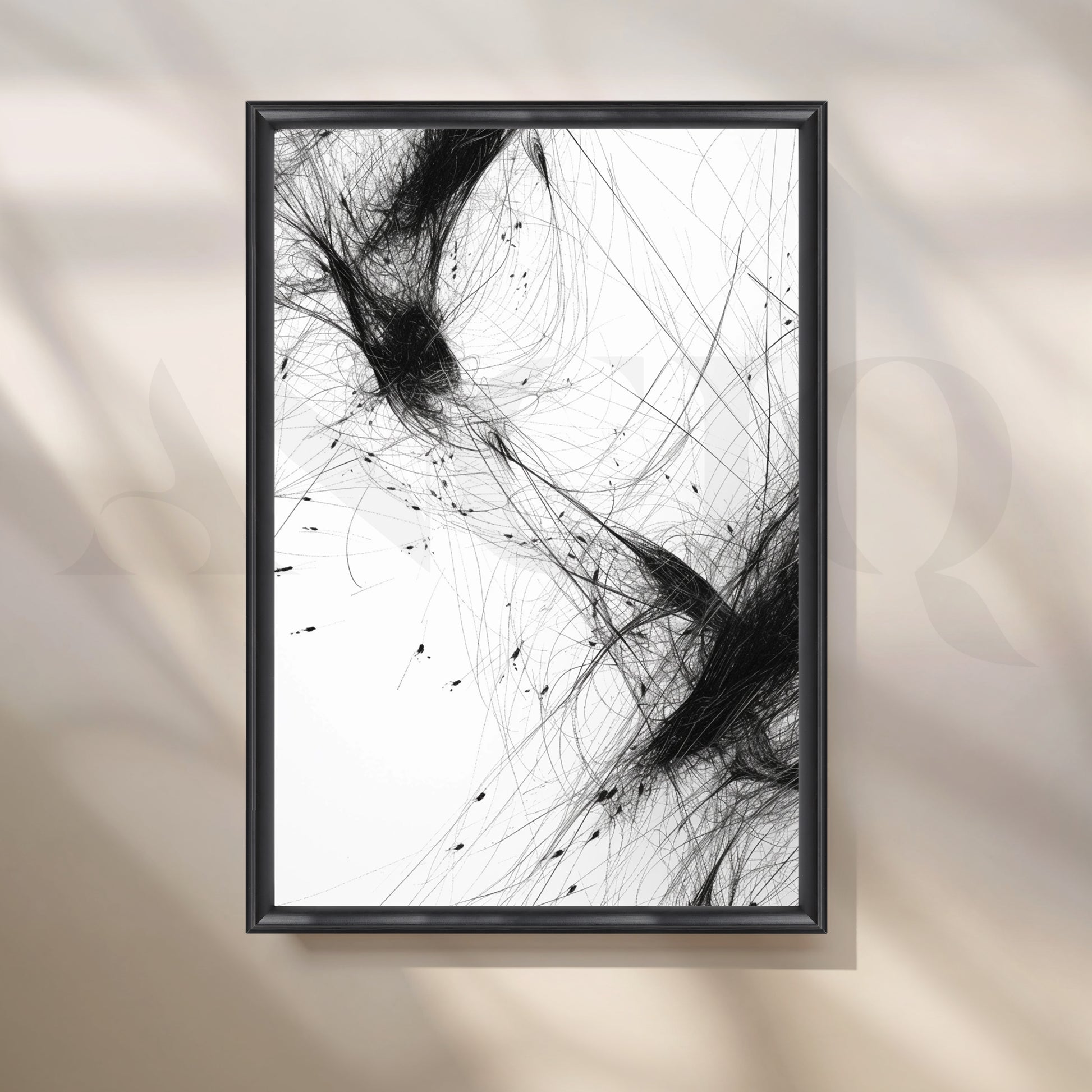 Ink Motion Abstract Canvas Artwork for Office/Study Room