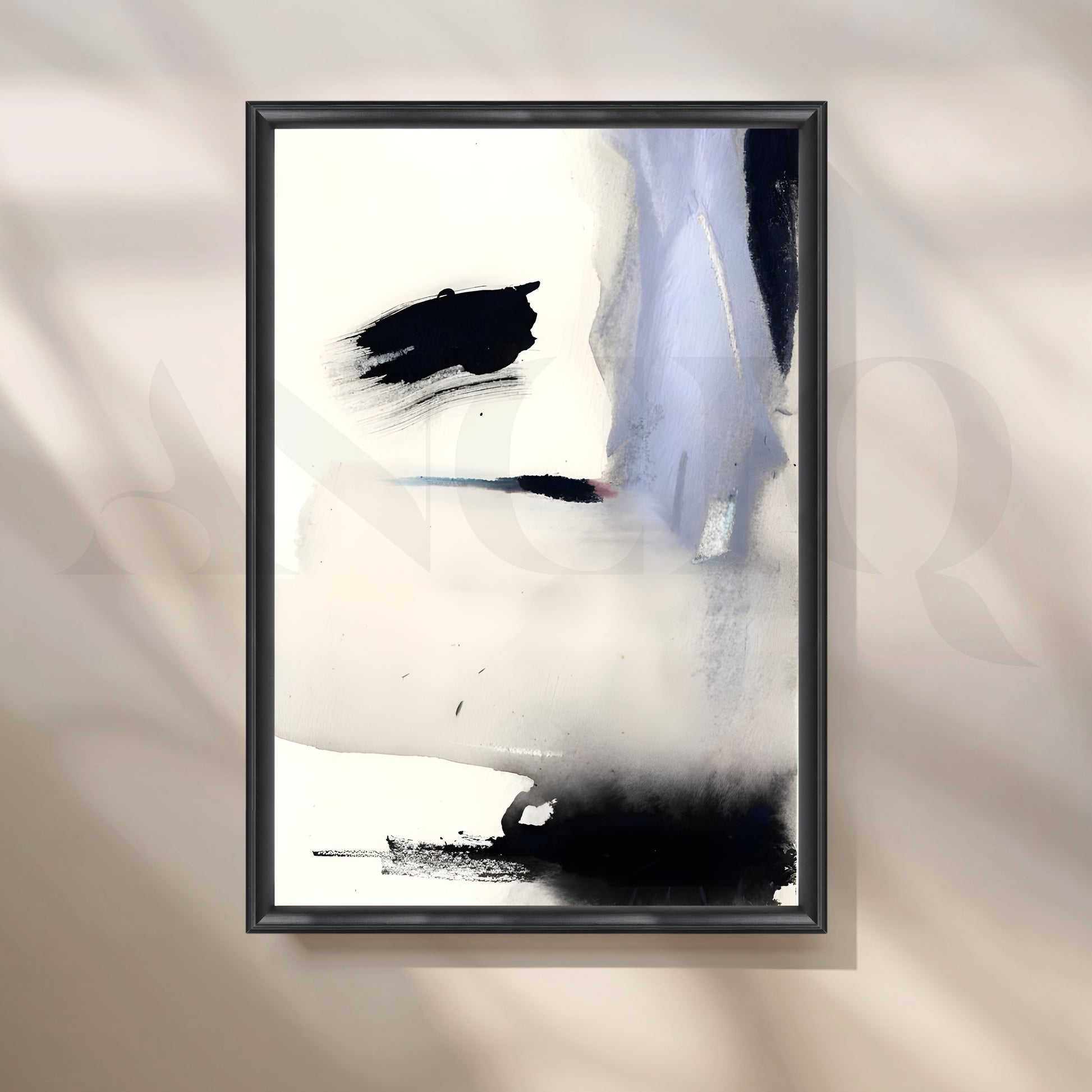 Black and Grey Abstract Canvas Artwork for Stylish Bedroom