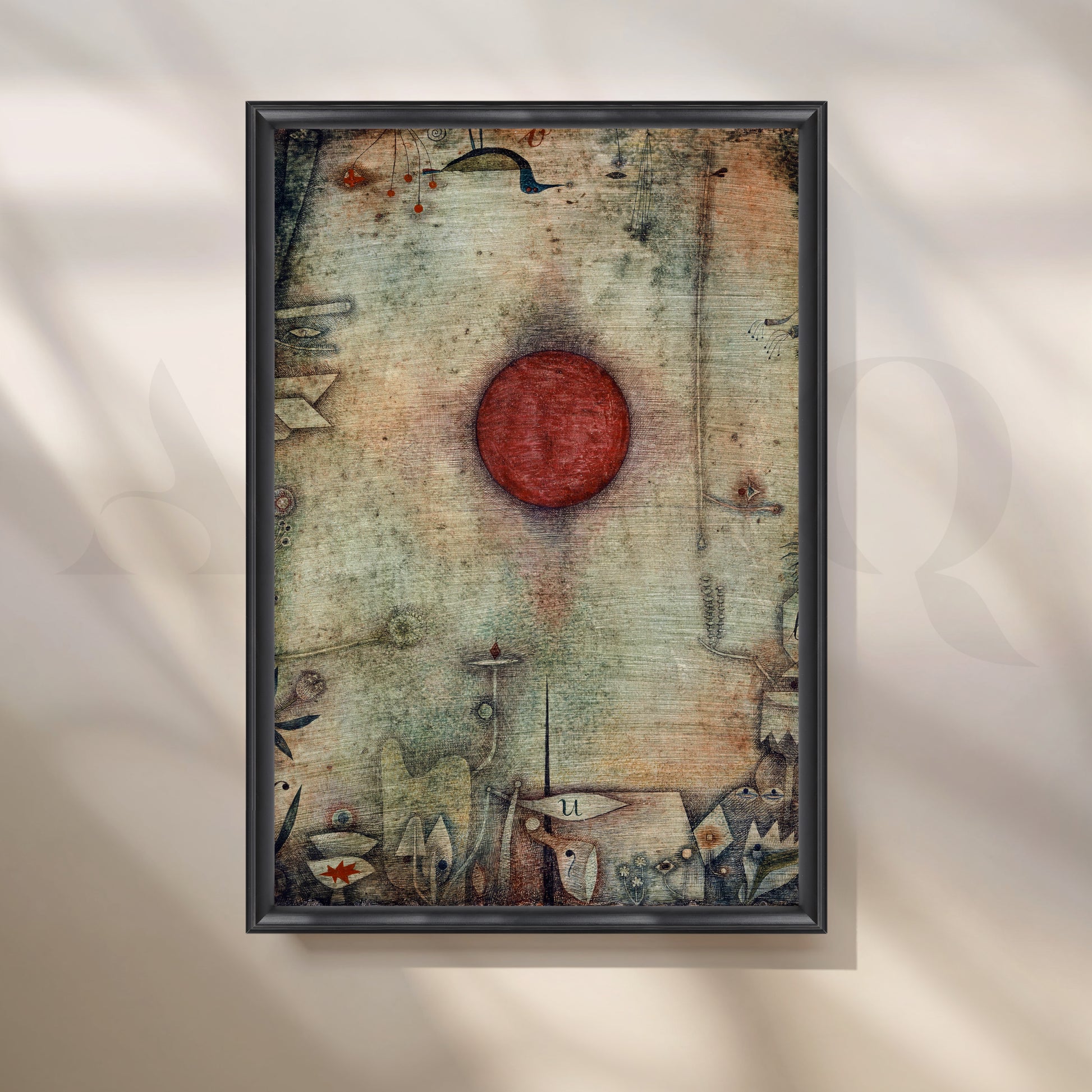 Surreal Red Sun Abstract Canvas Artwork for Living Room