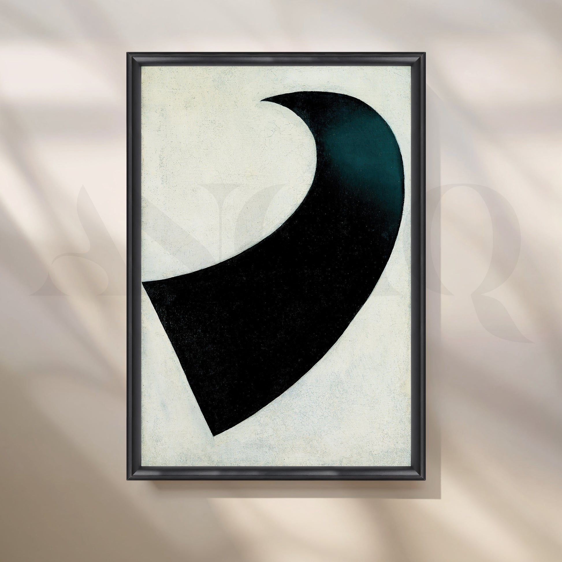 Minimalist Black Crescent Canvas Artwork for Stylish Bedroom