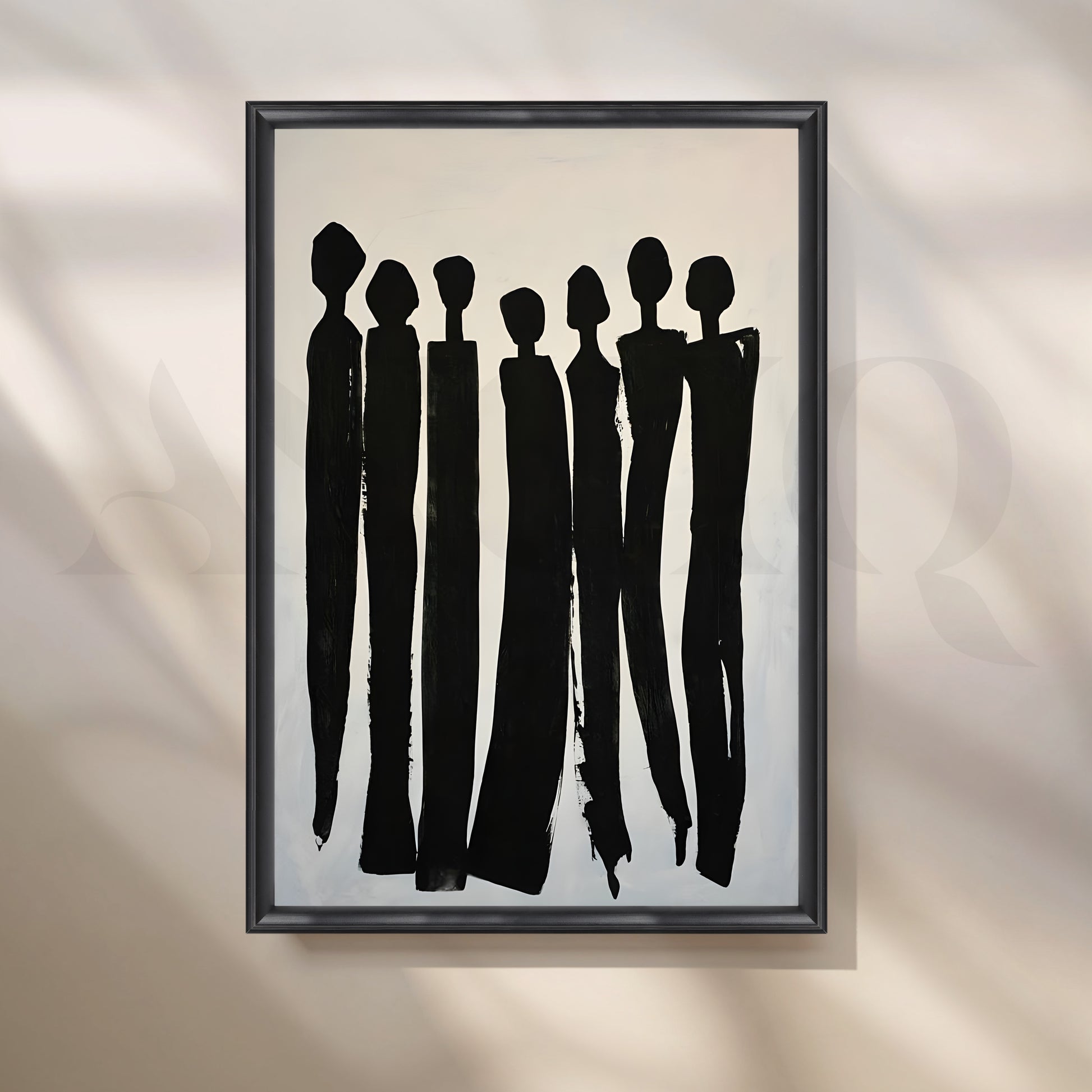 Black Silhouette Figures Canvas Artwork for Living Room