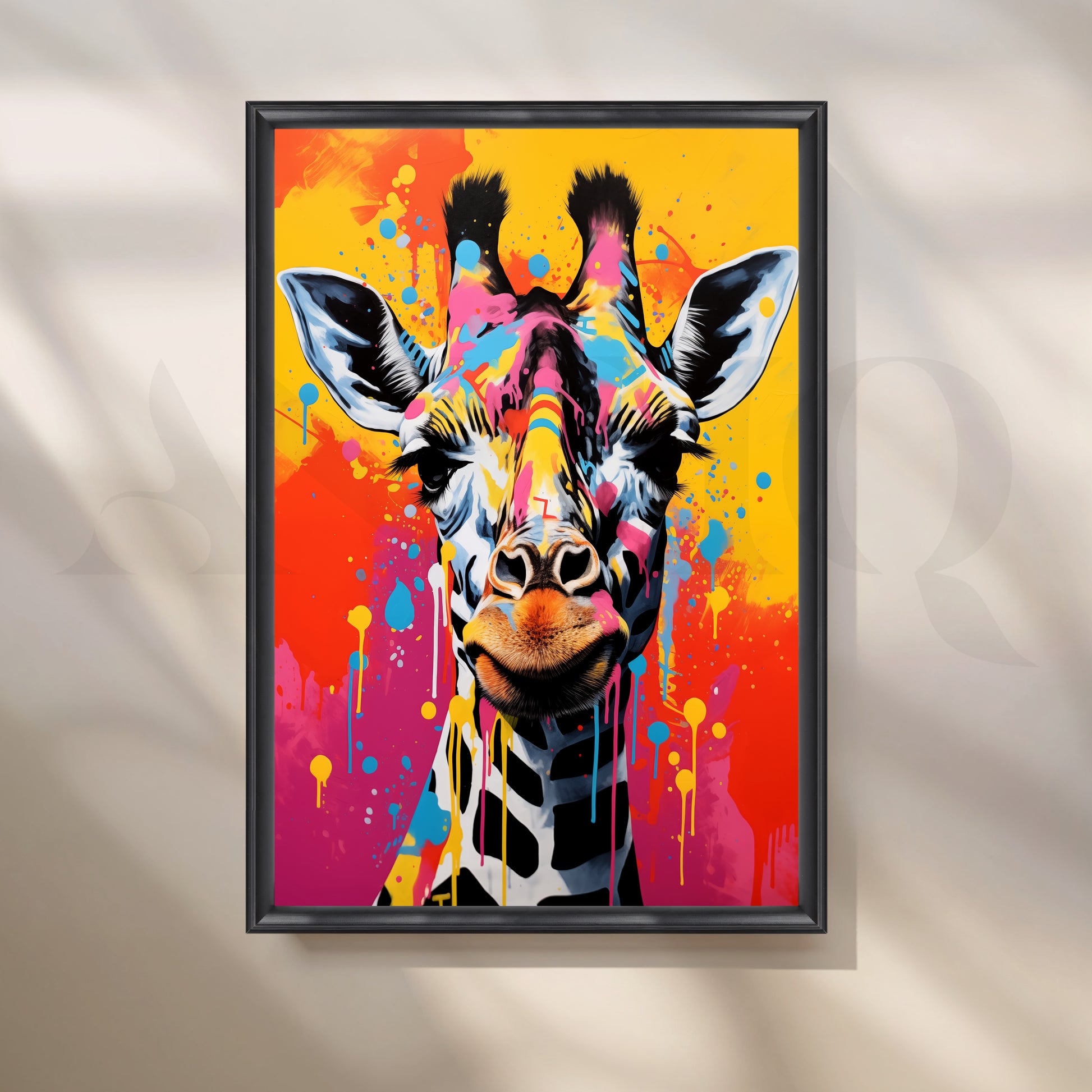 Colorful Giraffe Pop Artwork for Entryway/Hallway