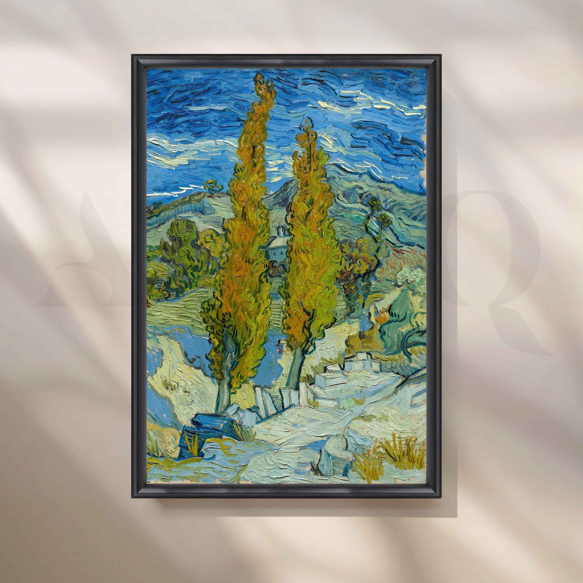 Impressionist Cypress Trees Landscape Canvas Artwork for Living Room