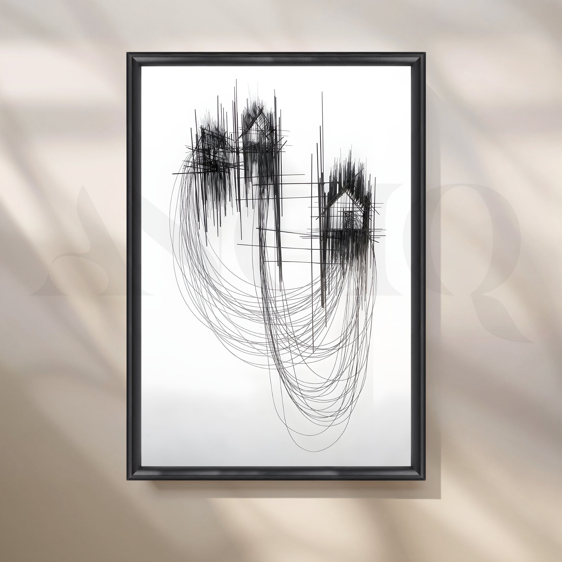 Black Line Architectura Canvas Artwork for Office/Study Room