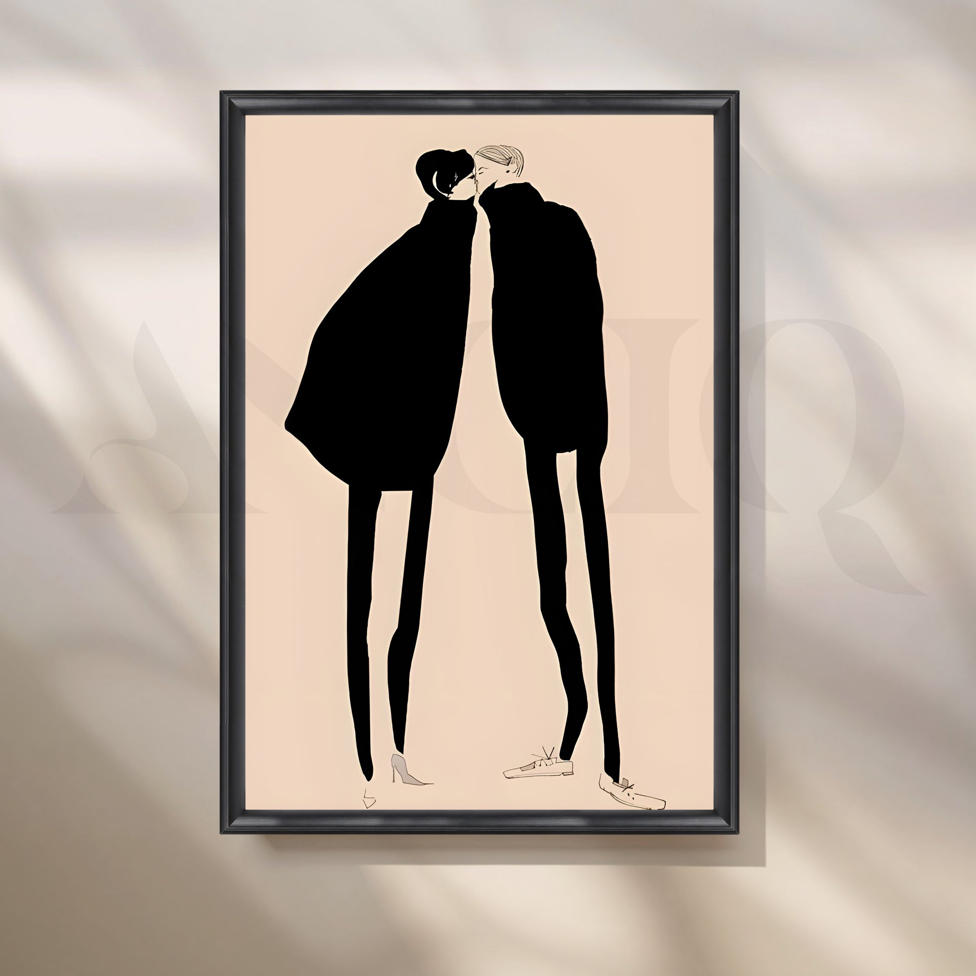 Romantic Silhouette Couple Canvas Artwork for Stylish Bedroom