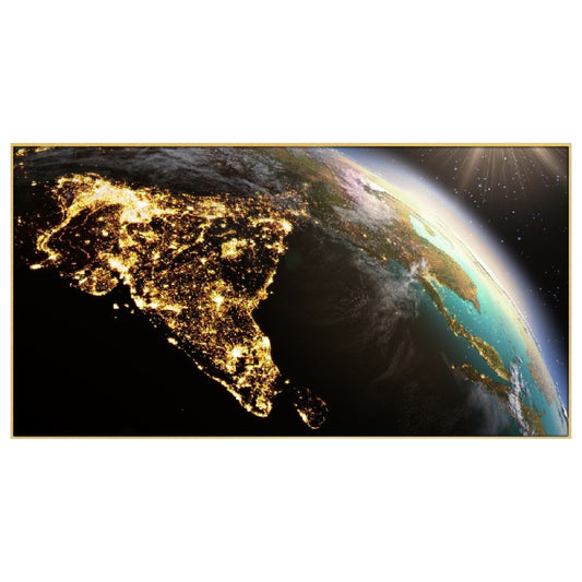 Planet Earth with Night View Floating Frame Canvas Wall Painting