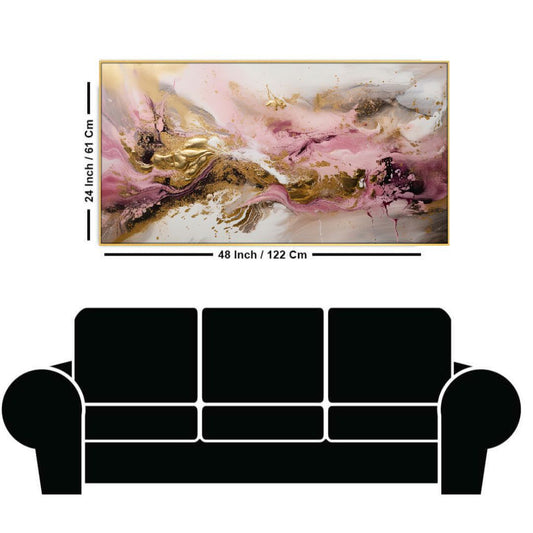 Abstract Background Pink and Gold Colorful Floating Frame Canvas Wall Painting