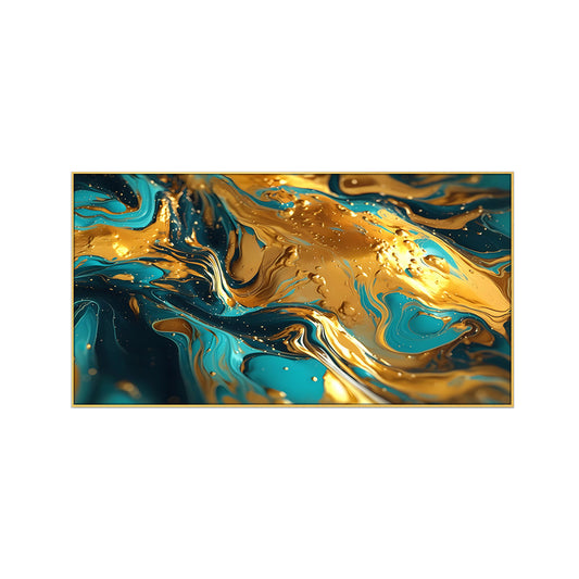Blue And Gold Luxury Marble Wall Art Print on Canvas Floating Frame Wall Painting