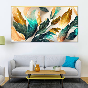 Canvas Painting for Bedroom Living Room Wall Decoration Abstract Flowers with Golden Sheen Art Painting