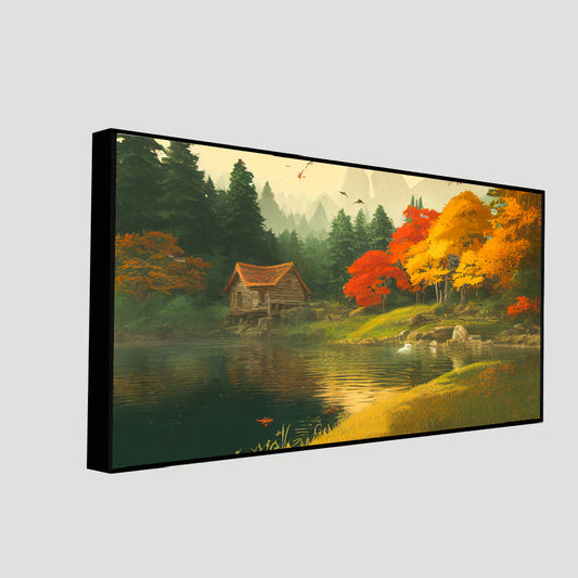 Serenity by the Still Waters: Immerse Yourself in the Beauty of a Lakeside Canvas Artwork