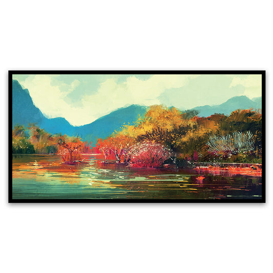 Tranquil River Near Forest Canvas Art