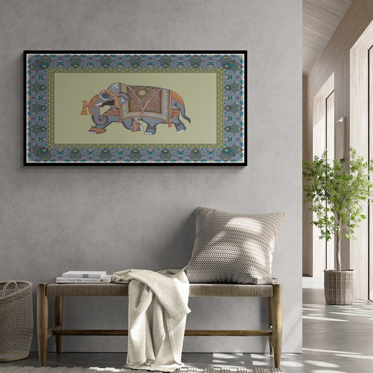 a canvas painting of an elephant