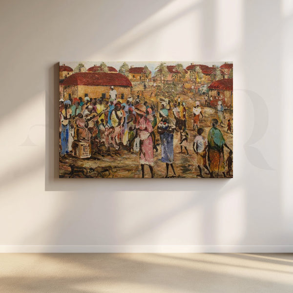 Village Market Life Canvas Artwork