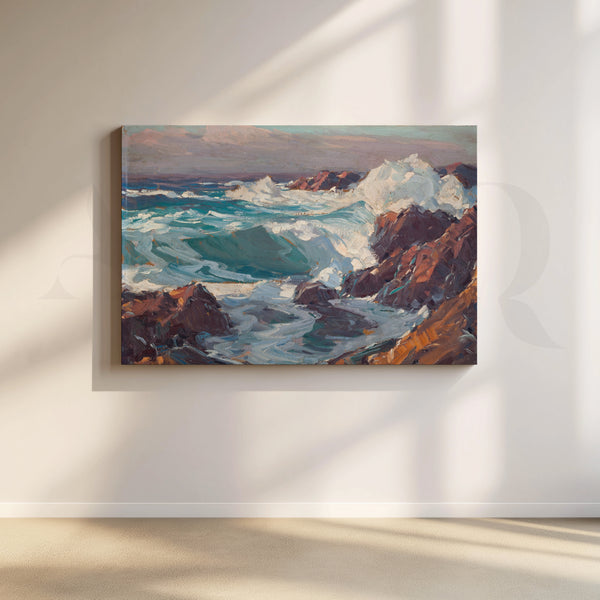 Crashing Waves on Rocks Canvas Artwork