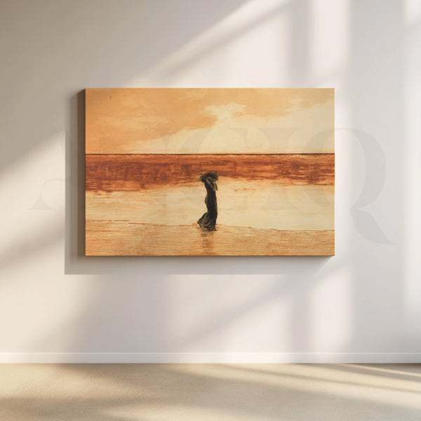 Solitary Shore at Dusk Canvas Artwork