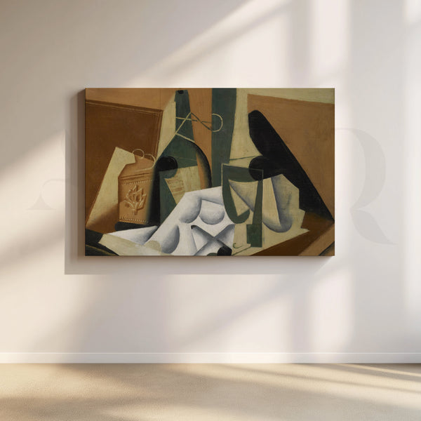 Cubist Still Life with Bottle Canvas Artwork