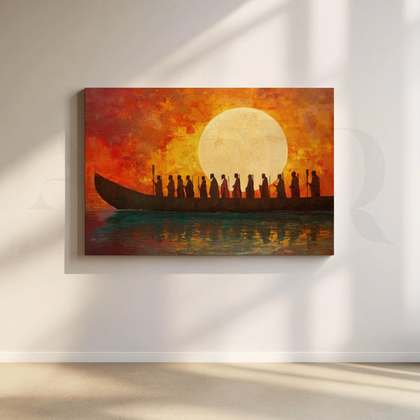 Sacred Sunset Voyage Canvas Artwork
