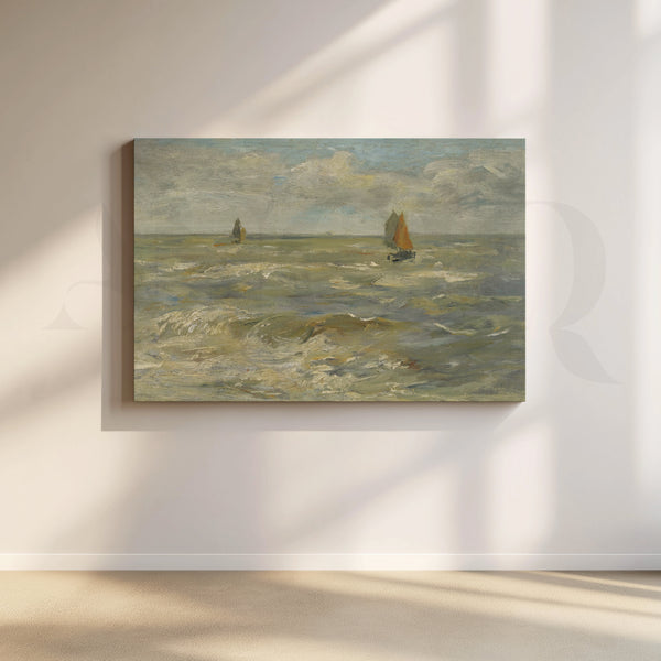 Rough Sea and Distant Sails Canvas Artwork