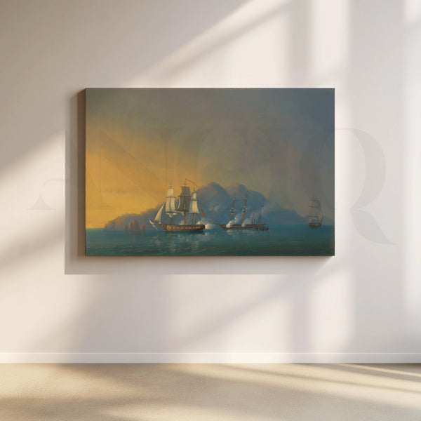 Ships at Sunset Bay Canvas Artwork