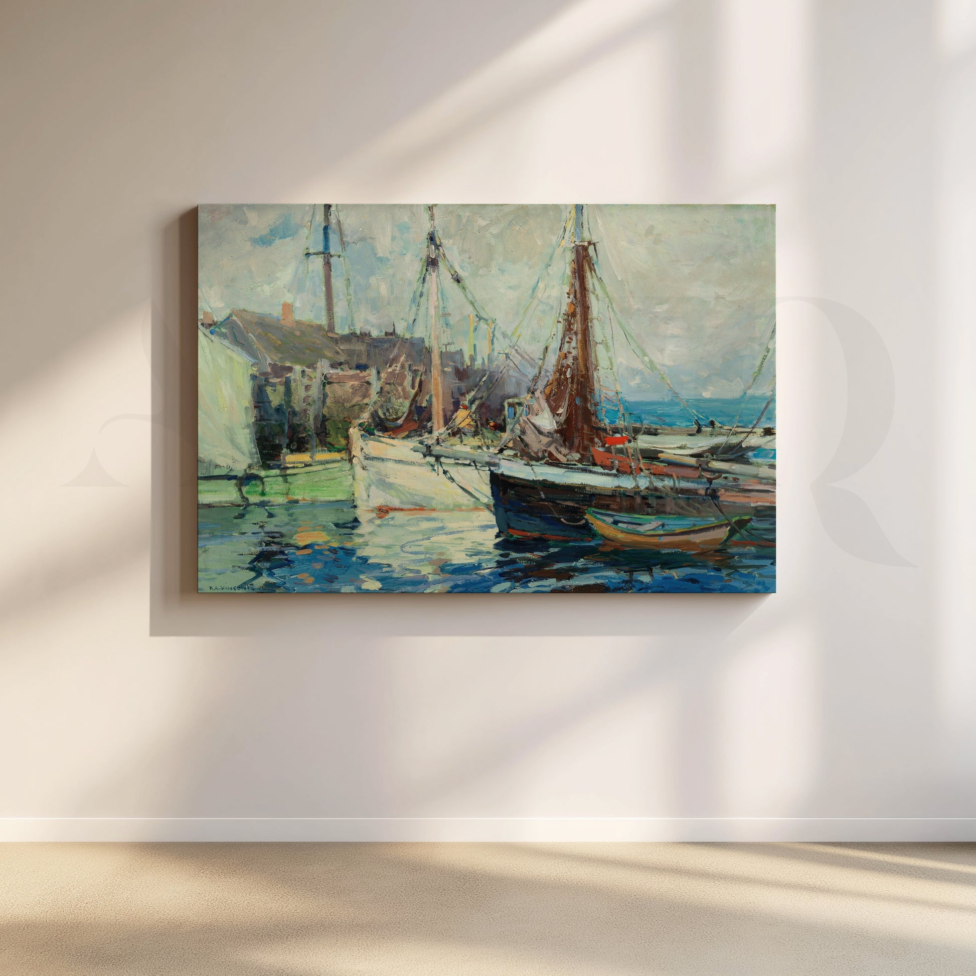 Old Harbor Dock Canvas Artwork for Office/Study Room