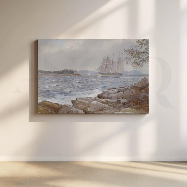 Sailing Past the Lighthouse Canvas Artwork