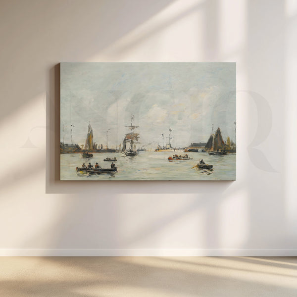 Harbor Calm with Boats Canvas Artwork