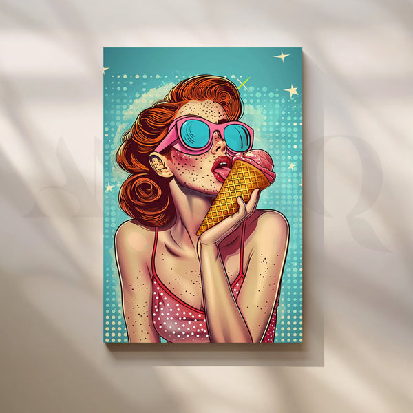 Retro Ice-Cream Pop Diva Canvas Painting for Living Room