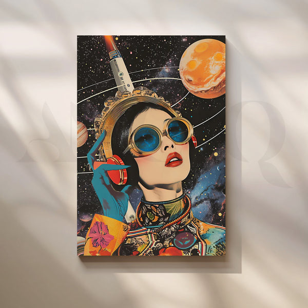 Galactic Muse — Retro-Futurist Space Pop Art Print