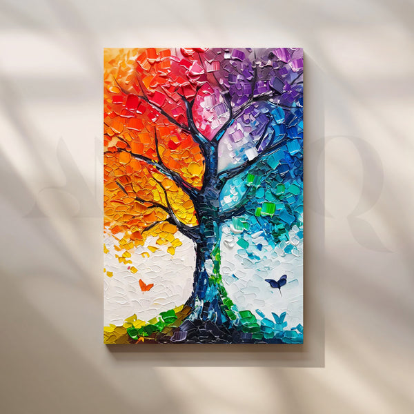 Spectrum Mosaic Tree Canvas Painting for Living Room