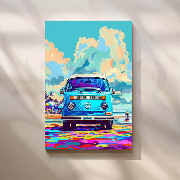 Surf Van Pop Vibes Canvas Painting for Living Room