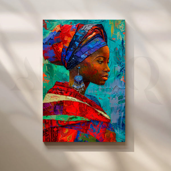 Turquoise Mosaic Headwrap Canvas Painting for Living Room
