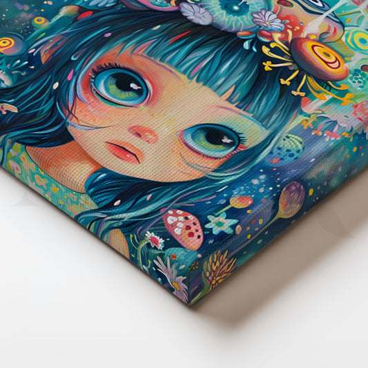 Cosmic Bloom Girl Canvas Painting for Bedroom/Creative Studio
