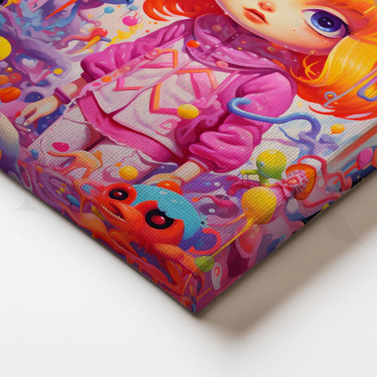 Kawaii Slime Galaxy Girl Canvas Painting for Kids Room/Bedroom