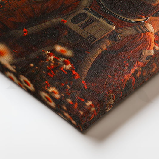 Astronaut in Wildflowers Canvas Painting for Gaming Room
