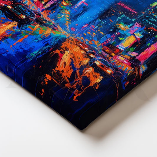 Neon City Rain Canvas Painting for Living Room