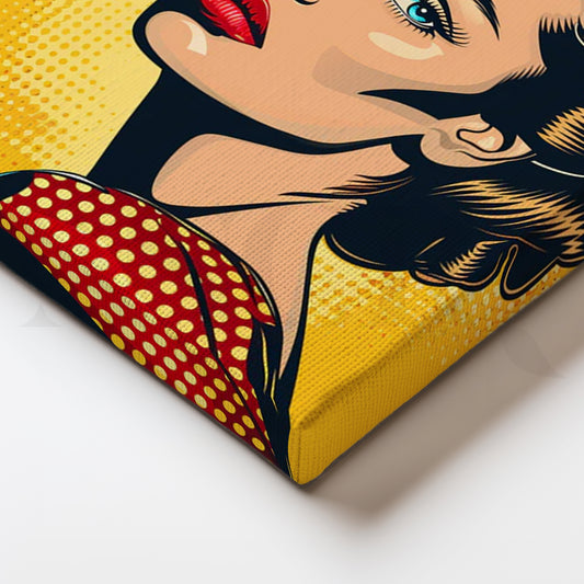 Halftone Pop Muse Canvas Painting for Living Room