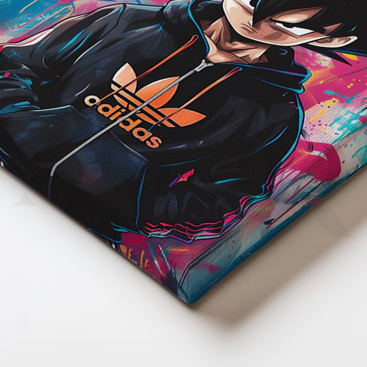Urban Saiyan Graffiti Canvas Painting for Gaming Room/Teen Bedroom