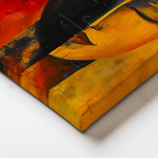 Duality in Gold & Ember Canvas Painting for Entryway