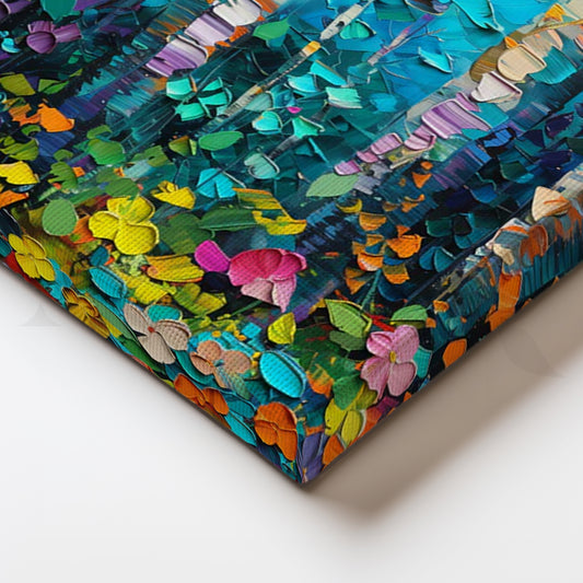 Teal Birch Bloom Canvas Painting for Living Room
