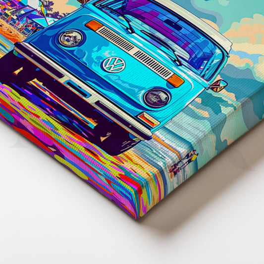 Surf Van Pop Vibes Canvas Painting for Living Room