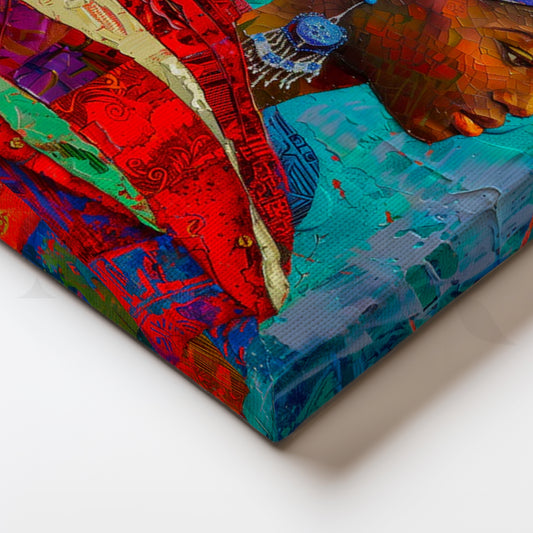 Turquoise Mosaic Headwrap Canvas Painting for Living Room