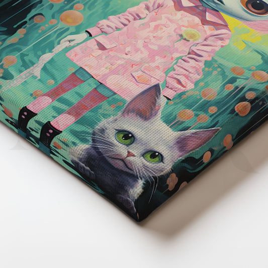 Neon Neko Dream Canvas Painting for Bedroom/Creative Studio