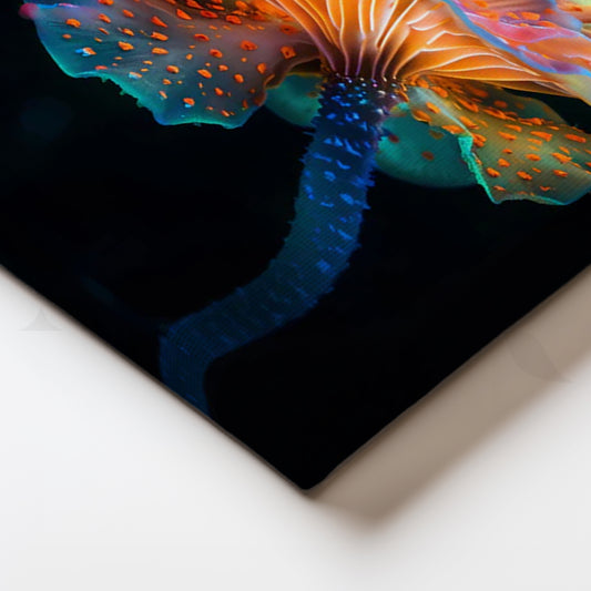 Neon Glow Mushroom Wall Poster